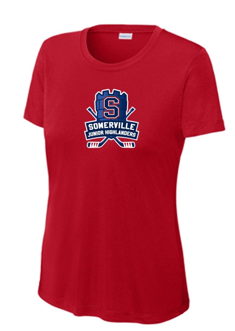 SYHA Women's SS Performance T-Shirt Tower Logo- Navy Or Red