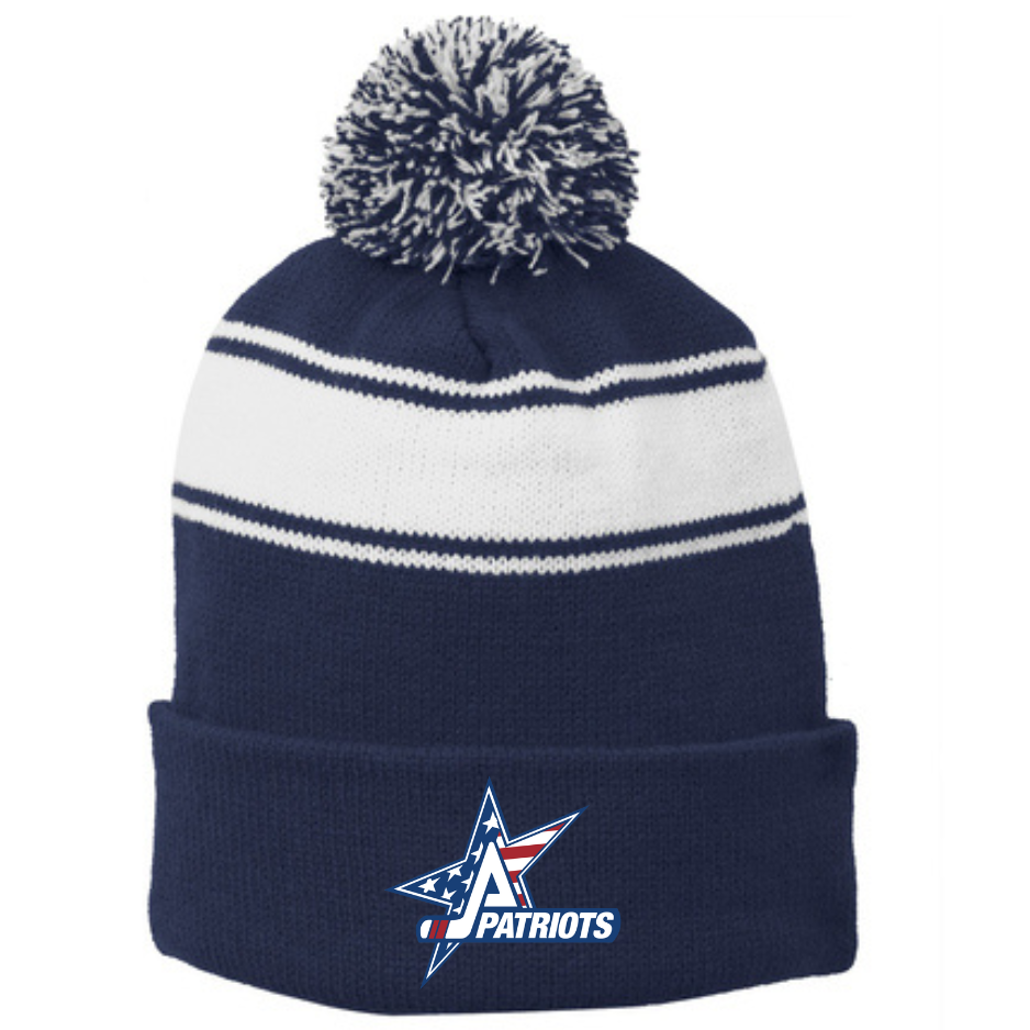 Patriots Hockey Pompom Hat- Navy Or Red