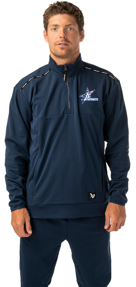 Patriots Hockey Bauer Team Fleece 1/2 Zip- Navy & Red