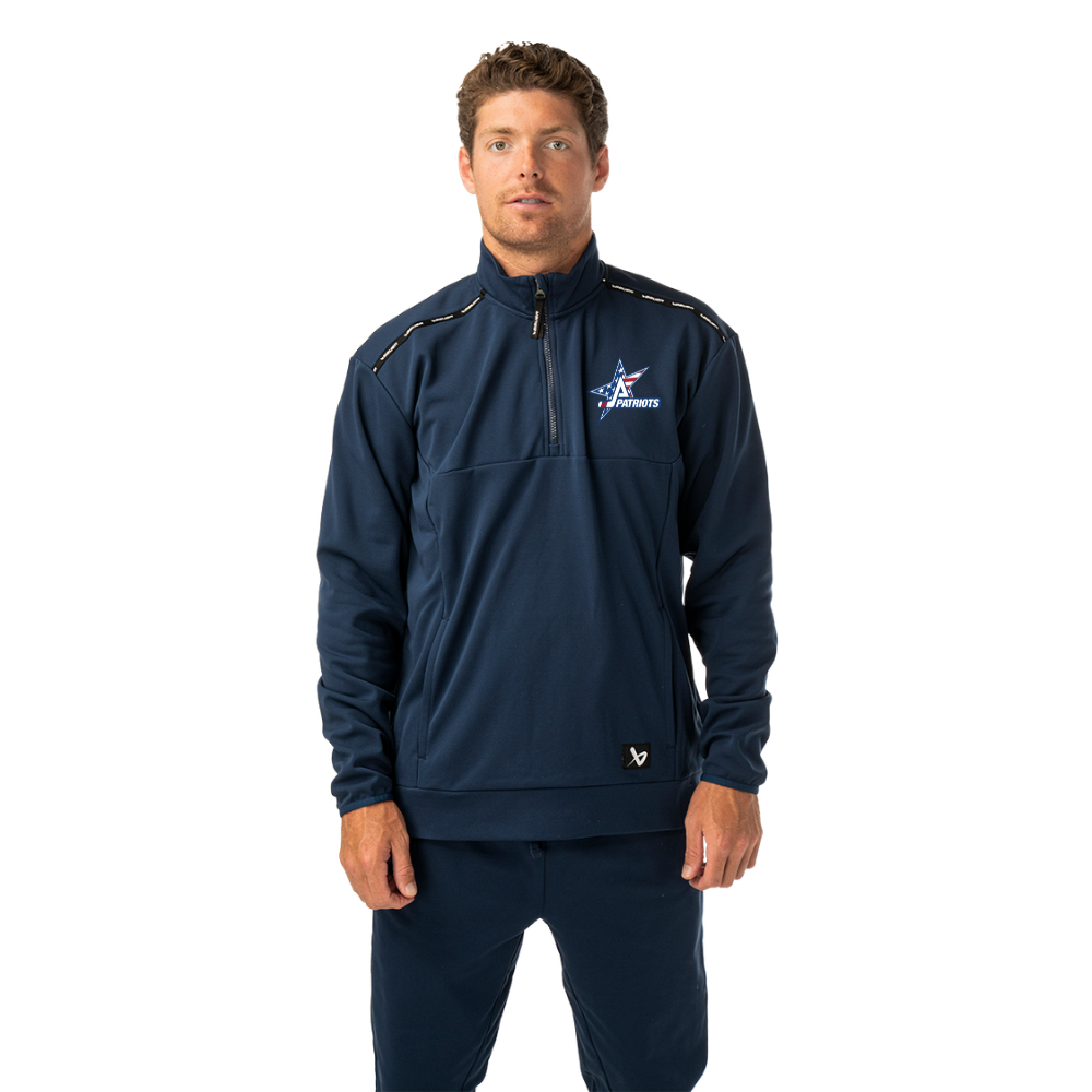 Patriots Hockey Bauer Team Fleece 1/2 Zip- Navy & Red