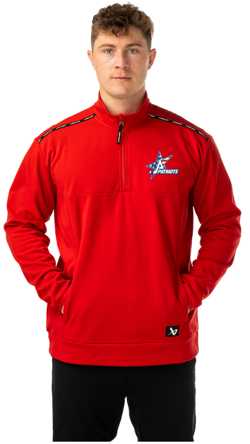 Patriots Hockey Bauer Team Fleece 1/2 Zip- Navy & Red - Image 2