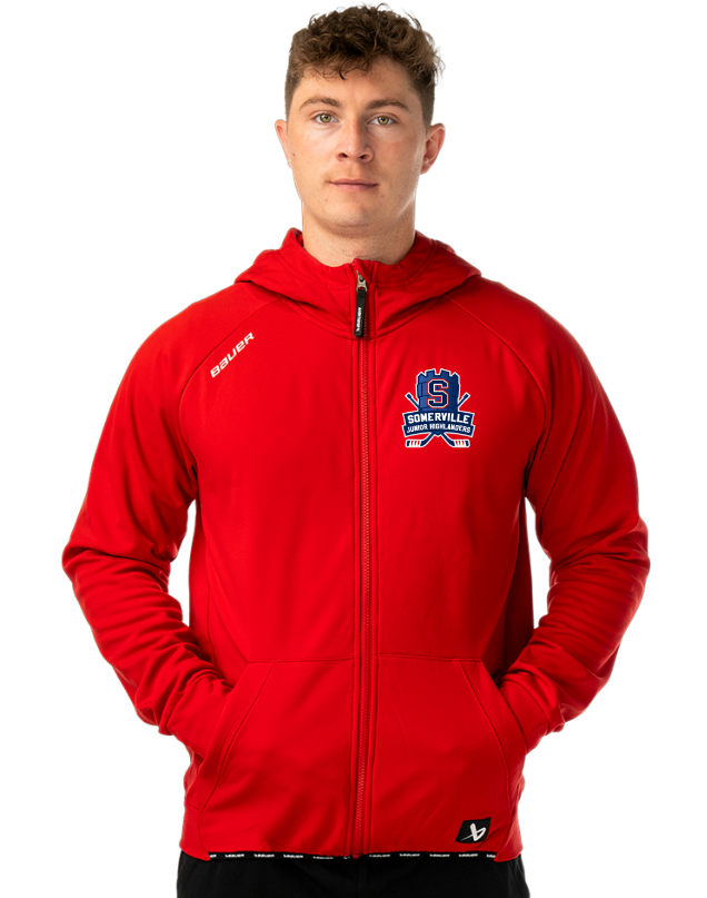 SYHA Bauer Team Full Zip Hoodie-Tower Logo, Youth & Adult, Red Or Navy