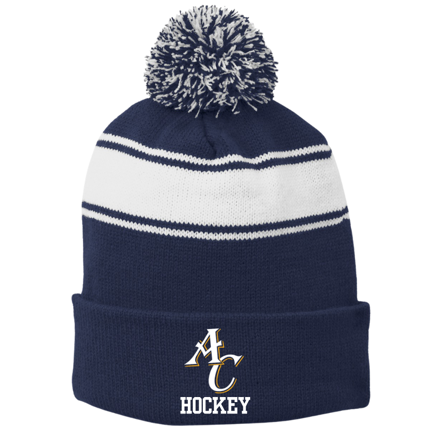 Arlington Catholic Hockey Striped Pompom Hat